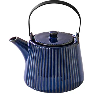 Yundu Tiefblau Teekanne Porzellan, 1000ml Keramik Mit Abnehmbarem Tee-Ei, Teesieb für Losen Tee, Siebeinsatz
