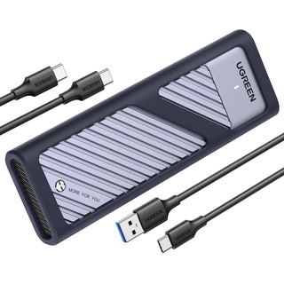 UGREEN M2 SSD Gehäuse USB 3.2 Gen 2 10 Gbps Aluminium NVMe Gehäuse mit Kühlkissen für NVMe PCIe SSD M-Key/ M&B Key in 2280/2242/2230/2260, kompatibel mit 980 / 990 PRO / P3 Plus usw.