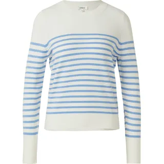 s.Oliver Gestreifter Longpullover blau / creme 4XL