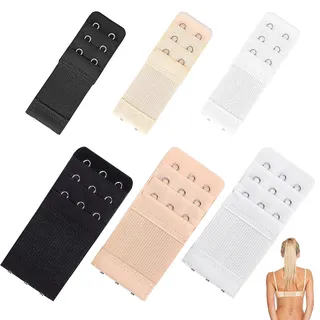 SSHUIKKAI 6 Stücke BH Verlängerung 3 Haken, BH - Verlängerung, BH-Verlängerer, BH Verschluss Verlängerung, BH-Verlängerung, Für Frauen Damen(Weiß, Schwarz, Hautfarbe) - 9.5*4.5*0.2cm