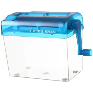 Perfeclan Aktenvernichter, Manueller Papierschredder Mini-Handkurbel-Aktenvernichter, Schredder Aktenvernichter, Zuhause, Office,A4-Papier, Tragbare Quittungen, Blau