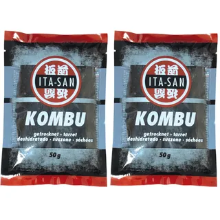 ITA-SAN Kombu Algen getrocknet, ideal zur Aromatisierung von Suppen, Brühen & Aufgüssen, 1 x 50 g (Packung mit 2)