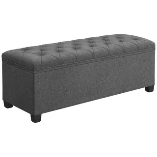SONGMICS Sitzbank Sitzhocker mit Stauraum, mit Beinen, für Wohnzimmer Schlafzimmer Flur, 40x110x40cm, Aufbewahrungsbox, bis 300kg belastbar, faltbar gepolstert grau