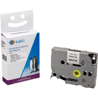 G&G Schriftband ersetzt Brother TZe-221, 9,0 mm x 8 m s/w
