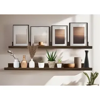 BD ART Wandregal, Schweberegal, für Fotorahmen, Bücher, 100 cm Walnuss, 1er Set, Regalbrett, Regal zur Präsentation, Dekos für Wohnzimmer, Küche, Arbeitszimme