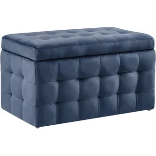Beliani Ottomane mit Stauraum Michigan Samtstoff Dunkelblau