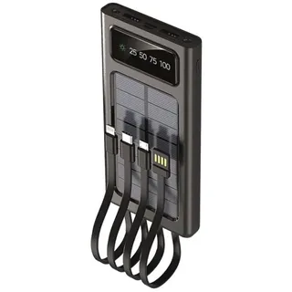 2Go Powerbank Solar 10000mAh mit LED Taschenlampe schwarz