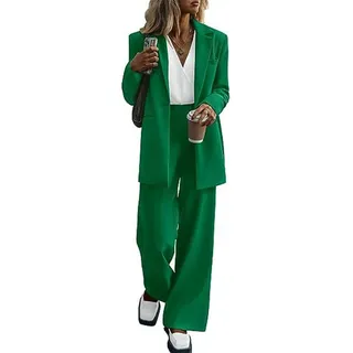 JIAALU Damen Elegant Business Anzug Set Hosenanzug Blazer Hose 2-teilig Anzug Karo Kariert Zweiteiler Slimfit Streetwear Festlich Sportlich Hosenanzug Damen Elegant Business Anzug Set Hosenanzug - XXL