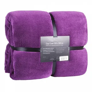 Wohndecke FELUNA Coral Fleece Kuscheldecke XXL – Superweicher Cashmere-Touch, Feluna, Tagesdecke Kaschmir-Touch 220 x 200 cm lila