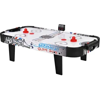 COSTWAY 42 ' Air Hockey Spieletisch, Airhockey Tisch mit elektronischem LED-Punktezähler, Lufthockey Eishockey, Airhockeytisch Tischhockey mit 2 P... - Weiß