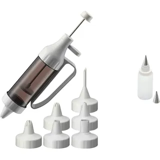 Original Kaiser Classic Garnierspritze mit 7 Tüllen, Gebäckpresse 200 ml & Inspiration Spritzflasche mit 2 Edelstahl-Tüllen, Quetschflasche 75 ml, Kekse verzieren, 15.5 x 5.3 x 5.2 cm