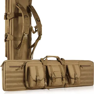 Vevor Gewehrtasche 1 Stk. Waffentasche, 1066,8 mm Tragbares Langwaffenfutteral 2 Gewehre & 2 Pistolen, Jagd Gewehrtasche Braun, Gun Bag Wasserdichtes Gewehrfutteral Waffentasche inkl. Molle-System