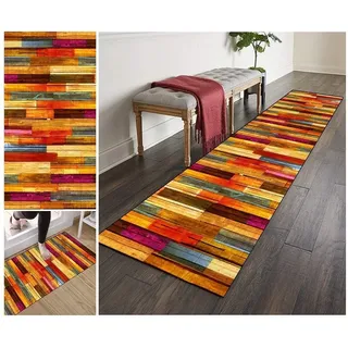 ZVEZVI Teppich Läufer Flur Küche rutschfest Waschbar Bunt Lange Vintage Kücheläufer Teppichläufer Polyester Meterware Anpassbar (Color : Color#1, Size : 60x400cm)