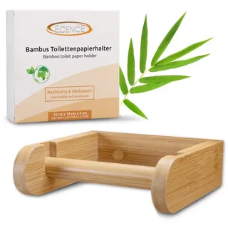 ECENCE Toilettenpapierhalter Holz Bambus Wandmontage ohne Bohren möglich