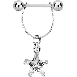 Brustwarzenpiercing ADELIA ́S "Piercing  Brustpiercing", Damen, Gr. onesize, transparent (klar), Chirurgiestahl, Piercings, Anhänger mit einem Stein-Stern