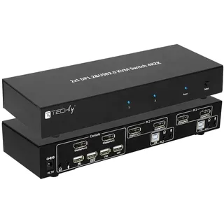 TECHLY IDATA-DP-KVM2 Tastatur/Video/Maus (KVM)-Switch DisplayPort 1.2, 2-Port, Dual-View