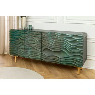 riess-ambiente Sideboard WAVE 160cm türkis / gold (Einzelartikel, 1 St), Wohnzimmer · Massivholz · Metall · Kommode · Retro Design grün