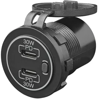 PRO PLUS USB Schnellladegerät Einbau USB C Doppelbuchse 2-fach 12V 24V USB Ladebuchse