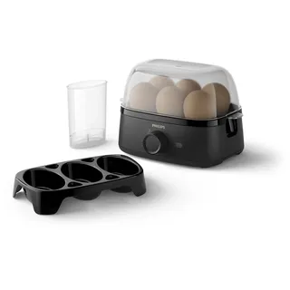 Philips Eierkocher 3000-Serie, Familiengröße, bis 6 Eier (weich, mittel, hart, pochiert), Leicht zu reinigen, Zubehör Pochierschale und Eierstecher, 400 W Leistung, Kompaktes Design (HD9137/90)