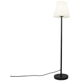 QAZQA Außen Stehlampe schwarz mit weißem Schirm 35 cm IP65 - Virginia I Außenbeleuchtung - Stahl Länglich - LED geeignet E27