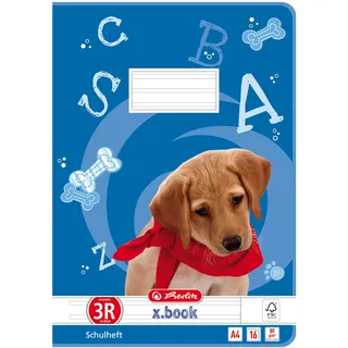 Herlitz Schulheft Hund x.book Lineatur 3 liniert A4 mit Rand, 16 Blatt, 1 St.