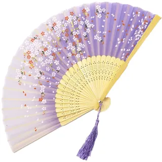 Chinesischen Stil Hand Fächer,Faltfächer Handfächer Fächer mit Quaste,Handfächer für Damen,Fans für Wanddekoration, Geschenke, Party, Hochzeit, Fotografie Dekoration, Weihnachten Geschenk,Lila