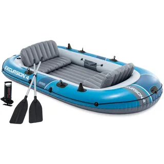 Intex Schlauchboot Excursion 4 Set mit Paddel Luftpumpe 500kg Paddelboot