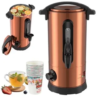 Glühweinkocher 8 L, 1500 W, Kupfer, mit Thermostat, Zapfhahn, Füllstandsskala und 10 Papierbechern für Feiern