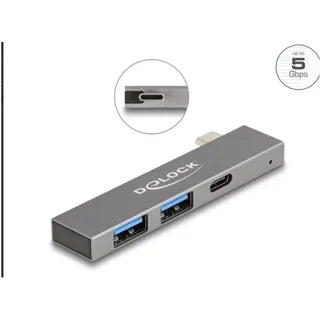 DeLock 3 Port Slim USB Hub mit USB Type-C zu 1 x 5 Gbps USB Type-C 2 x USB
