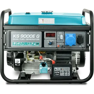 Könner & Söhnen 6500 W Gas- u. Benzin-Generator Stromaggregat Stromerzeuger KS 9000EG 1x16A 1х32