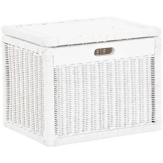 Krines Home Aufbewahrungskorb Hoher Korb mit Deckel Rattan geflochten Regalkorb Aufbewahrungsbox, Mit Inlett weiß