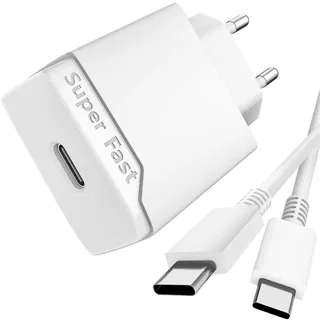 25W Ladekabel für Samsung Galaxy S25 5g S24 S23 S22 S21 S20 FE Ultra Plus A55 A54 A35 A34 A25 A23 A26 A16 A06 A05 M55 M54 M35 M34 M16 M15 M14 Ladegerät Netzteil Samsung USB C, Weiß
