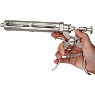 Einstellbare kontinuierliche Spritze, Veterinärwerkzeug für Rinder, Ziegen, Schweine, Rinderspritze, Pistole, Injektor, 30 ml/50 ml, genaue automatische Dosierung, verchromt