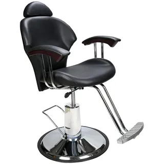 Barberpub Stuhl Barberpub hydraulischer Friseurstuhl Friseursessel 8714BK, Salon SPA Kunstleder Schwarz schwarz