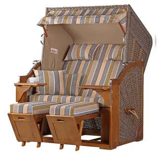 bene living Strandkorb Komplettset Schleswig Pinie Zweisitzer PE Mokka Modell 557