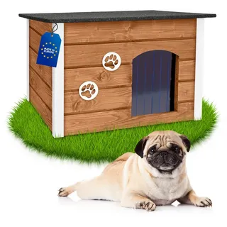 Outentin Tierhaus Isoliert und Wetterfest Hundehaus für Draußen 76x60x60cm - Flachdach, Wetterfest, Ungiftige Beschichtung 76 cm x 60 cm x 60 cm