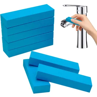 Uryxery 8 Stück Wiederverwendbare Edelstahl-Kratz- und Kalk-Radiergummi, Blaue Reinigungsradiergummis 8x1,3x2,5cm Nackt verpackt Für Töpfe Wasserhahn Oberflächenschonend