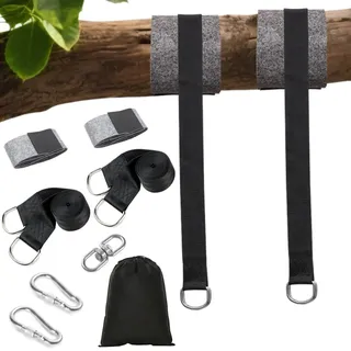 Piashow Schaukel Befestigung Baum Befestigungssatz, Pack Hängematte Mit 2 Karabinern, Baumschutz Hängematten Aufhängung Mit 150cm X 5cm Hängemattengurte, Bis Zu 900kg, Für Schaukel Hängesessel