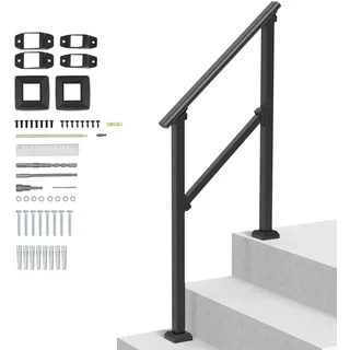 Vevor Handläufe für Außentreppen, 2–3-stufiges Treppenhandlauf-Set, Übergangsgeländer aus Karbonstahl mit Montagesatz, Treppengeländer für Senioren, Betonstufen & Veranda & Deck,