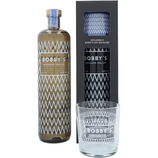 Bobby's Schiedam Dry Gin 70cl | Giftpack mit ein Glas | Außergewöhnliche Mischung aus Indonesischen Botanicals und Traditionellen Gin-Zutaten | 42% ABV | Premiumflasche als Tolles Gin-Geschenk