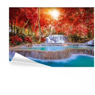 decomonkey Fototapete Wasserfall, 350x256 cm, XXL, Wald Natur Landschaft | Vlies, Schlafzimmer, Wohnzimmer, Design, Tapete, Fototapeten, Tapeten, Vliestapete, Wandtapete, moderne, Wand