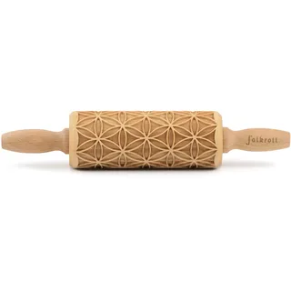 Folkroll Teigrolle Blume des Lebens, junior, 23 cm, Nudelholz, Prägerolle, Muster, Motiv, Rolle, Buchenholz, 331613