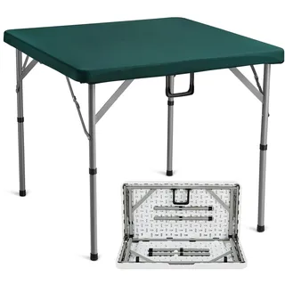 Vevor Mahjong-Tisch, Klappbarer Kartentisch für 4 Spieler mit Verschleißfester Grüner Tischplatte, Tragbarer, Zweifach Quadratischer Dominotisch mit Tragegriff 86 x 86 x 74 cm Domino-Tisch