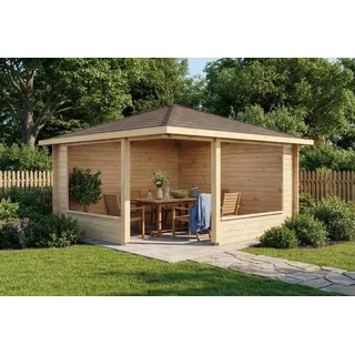 Alpholz Gartenhaus Maik-40 Spitzdach Unbehandelt 425 cm x 425 cm