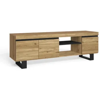 SKRAUT HOME Naturale TV-Lowboard 160 x 40 x 53 cm Eiche/Schwarz Melamin