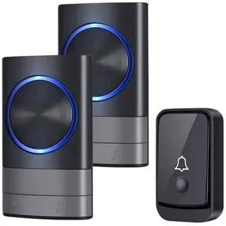 Türklingel-Set, Kabellose wasserdichte Türklingel, 1 Sender und 2 Empfänger, 45 Klingeltöne, Lautstärke in 4 Stufen, Türklingel Funk