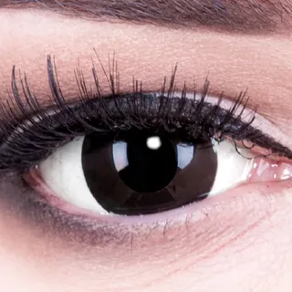 Farbige Mini Sclera Halloween Kontaktlinsen 'Black Out' - 17mm MeralenS Horror Lenses inkl. Behälter - 1Paar (2 Stück)
