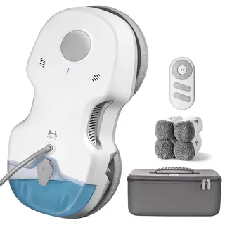 HUTT S7 Fensterputzroboter mit aktiver Sprühfunktion, 6500 Pa Saugkraft, 3D Schwebepad, automatischer Fensterreiniger elektrisch mit 80 ml Tank, Mehrfachschutz, 8× Reinigungslappen, Transportkoffer