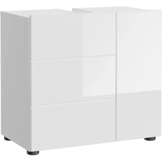 VCM Waschbeckenunterschrank Vira 60 x 57 x 34 cm Weiß Hochglanz