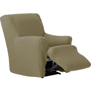 ECOMMERC3 Bi-elastischer Sesselbezug mit Fußteilen, einteilig, atmungsaktiv, Sesselbezug mit zusammengesetzten Füßen, Farbe Leinen, vollständiger Schutz mit